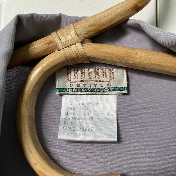 Vintage Braemar Jeremy Scott Blouse Womens S Petite Silk Lavender 80s 90s - Picture 2 of 6